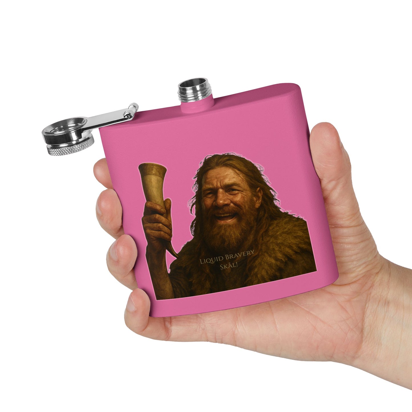 Viking Cheers Stainless Steel Flask — 'Liquid Bravery, Skål' 6oz