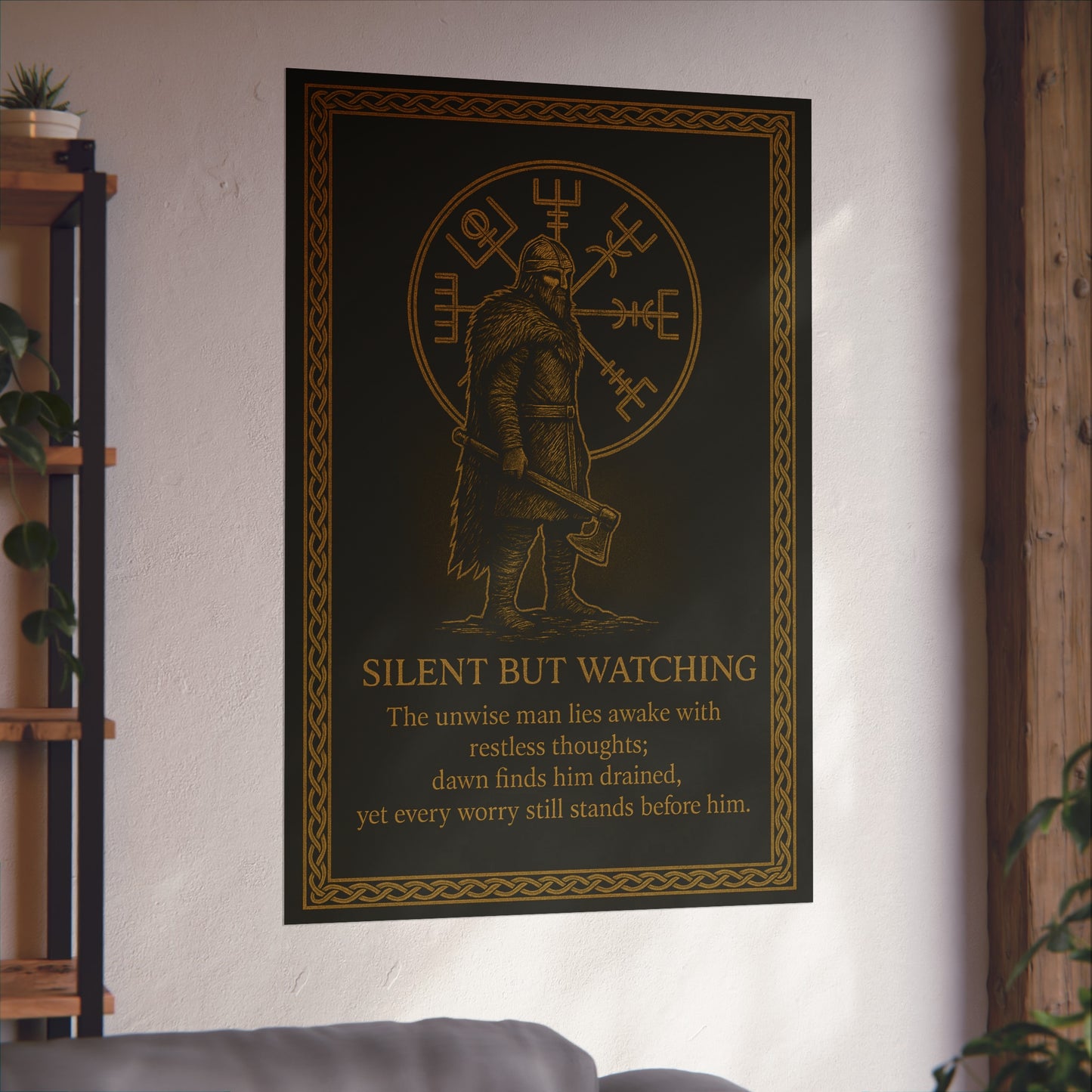 Silent But Watching Viking Wall Art Poster — Norse Rune Decorative Print