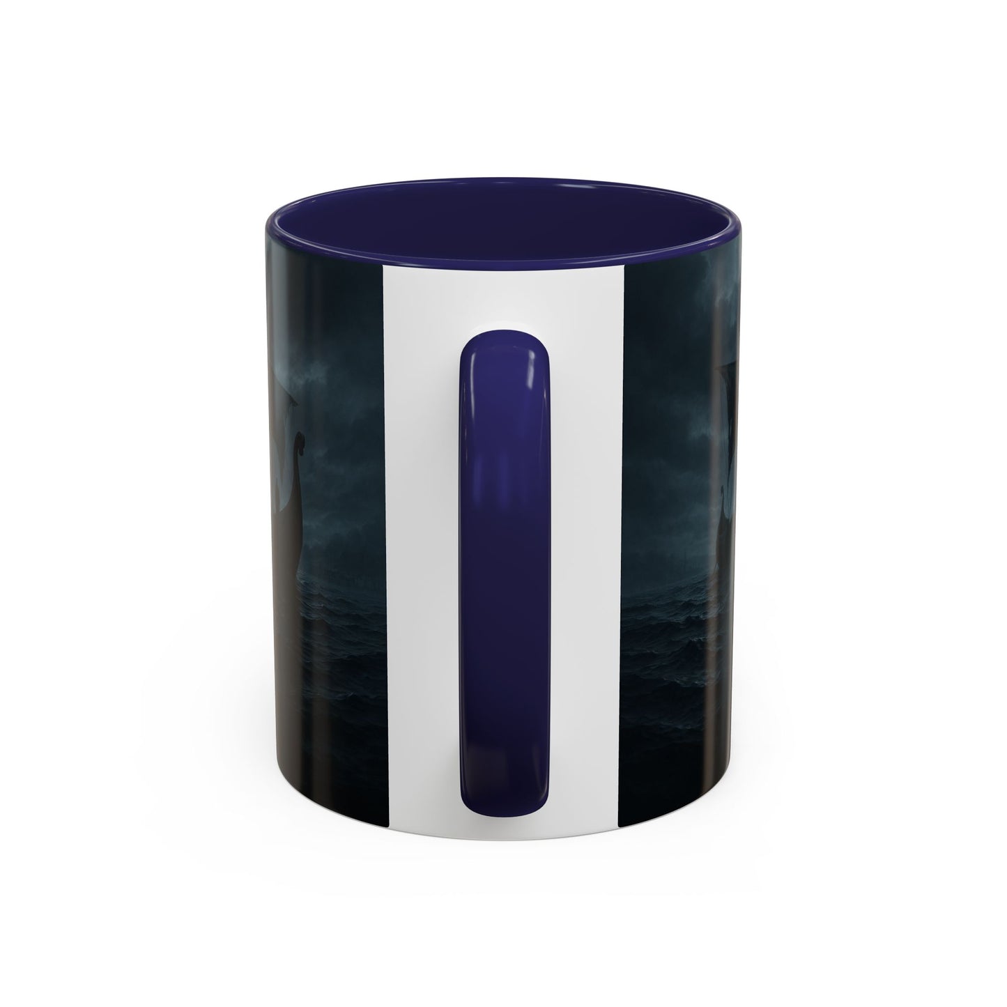Viking Longship Coffee Mug — Dark Stormy Sea Accent Mug (11/15oz)