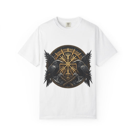 Valknut Raven Shield T-Shirt — Norse Mythology Viking Symbol Tee