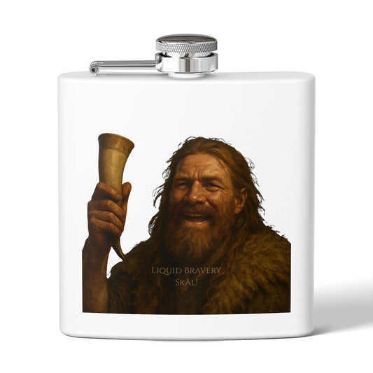 Viking Cheers Stainless Steel Flask — 'Liquid Bravery, Skål' 6oz