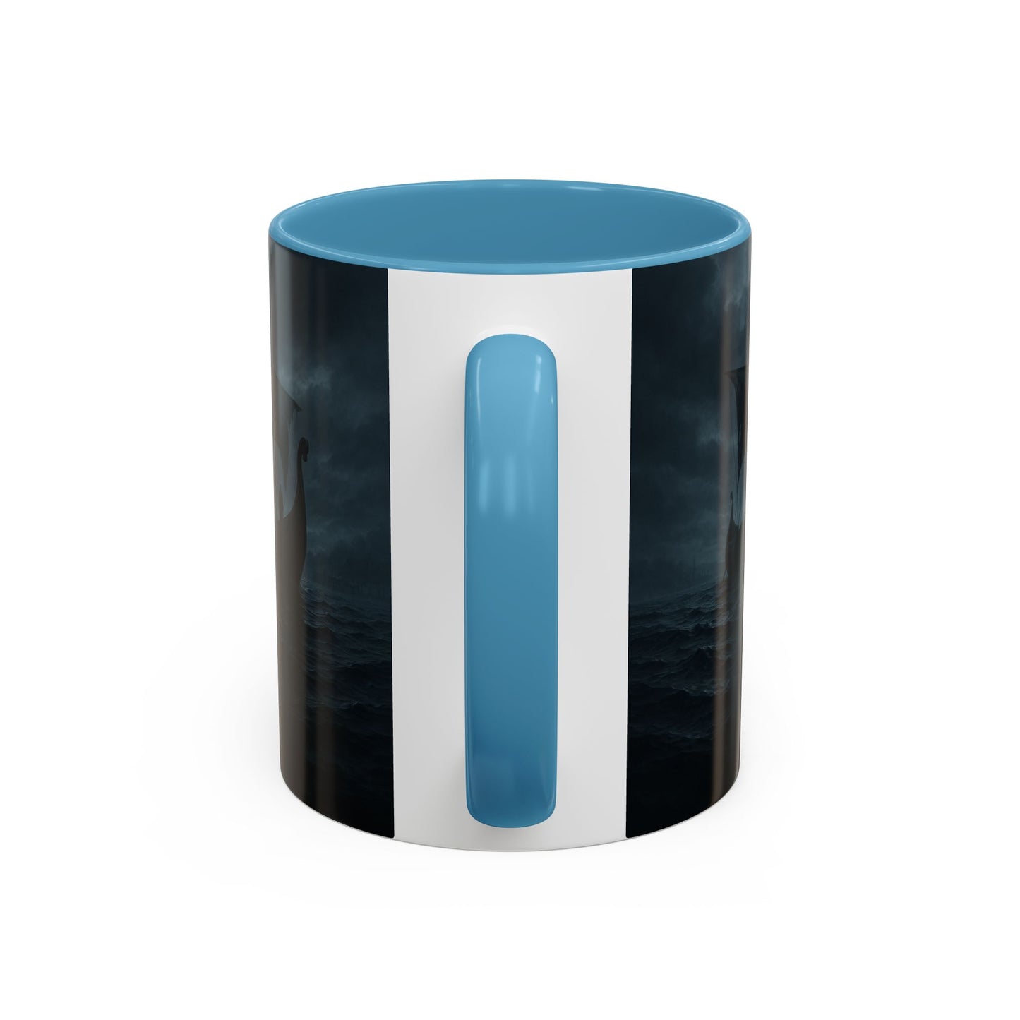 Viking Longship Coffee Mug — Dark Stormy Sea Accent Mug (11/15oz)